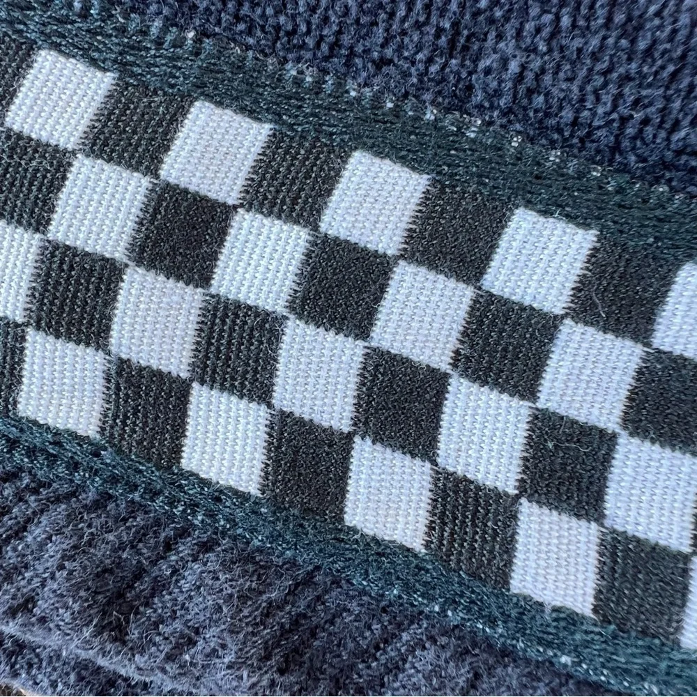 Vintage Ames Corvette Hand Towel Checkerboard Border Cotton Velour 16x30 GUC